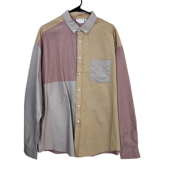 Asos Women's Color Blocked Stripe Button Down Shirt - XL - Picture 1 of 5